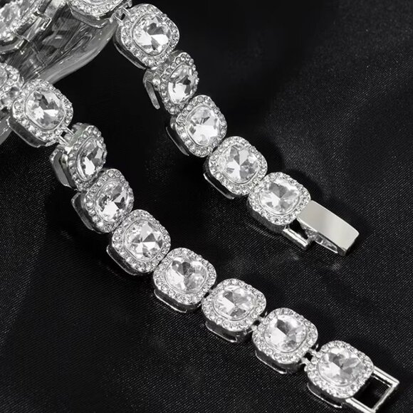 ⭐ Large 8" Iced Out Diamond Bracelet 17.00 Ctw. Chain 13mm Wide 18k White Gold ⭐ - Picture 2 of 4